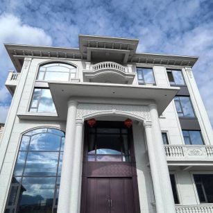 乌兰察布白麻别墅外墙干挂石材效果示例