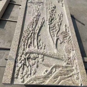 乌兰察布 黄金麻雕刻板浮雕迎客松