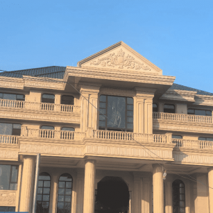 乌兰察布黄金麻别墅外墙干挂石材效果示例