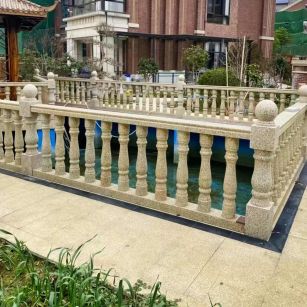 乌兰察布黄金麻花岗岩石材栏杆，扶手，将军柱，花瓶柱