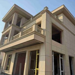 乌兰察布 黄金麻花岗岩石材荔枝面外墙干挂效果展示