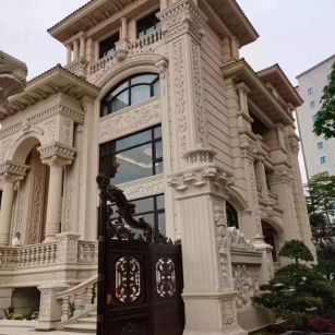 乌兰察布 黄金麻花岗岩别墅外墙干挂效果展示