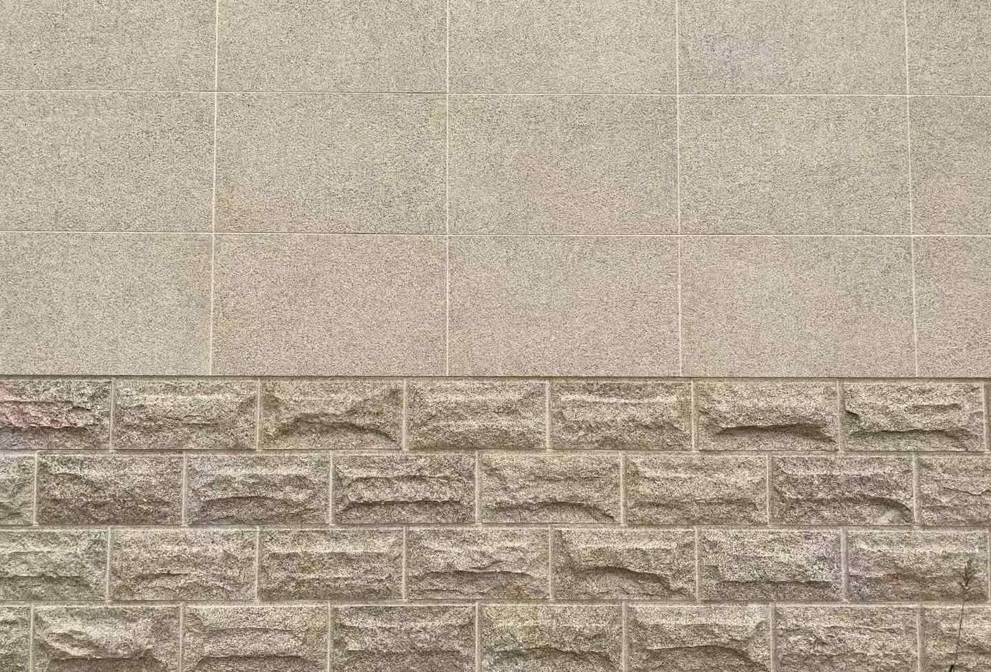 乌兰察布 黄金麻自然面蘑菇石配荔枝面干挂