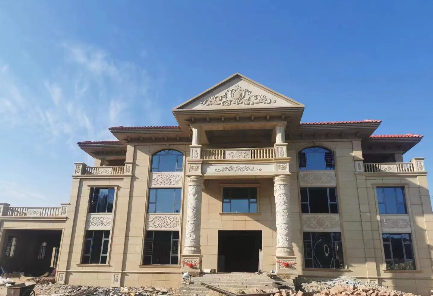 乌兰察布 黄金麻花岗岩别墅外墙干挂